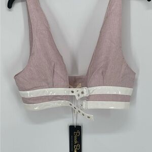 Beach Bunny Pink and White Lace Bralette